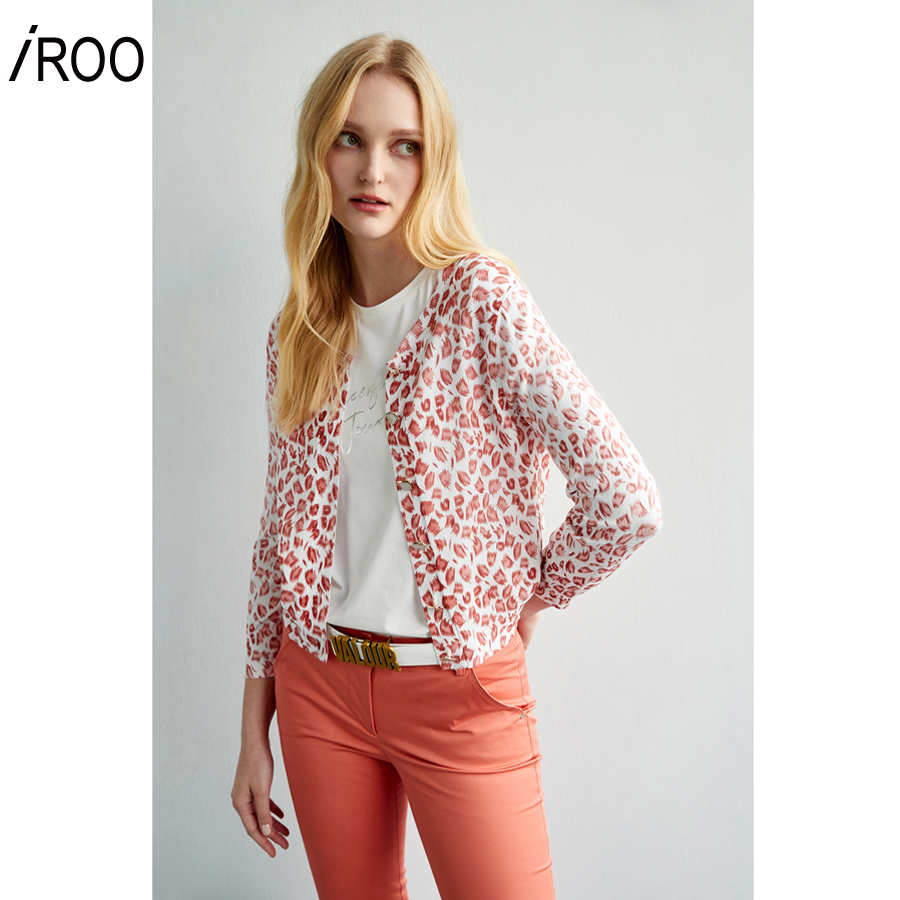 iROO Women Fashion Pink Leopard Print 
