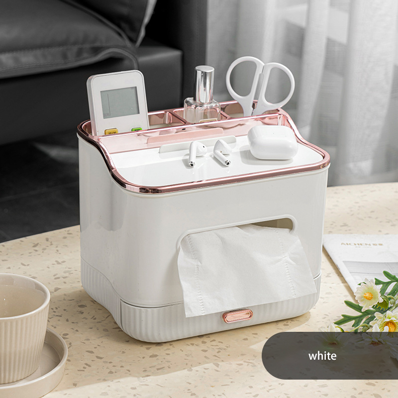 Cream style desktop multifunctional tissue box student stationery storage living room dining table coffee table remote control storage box