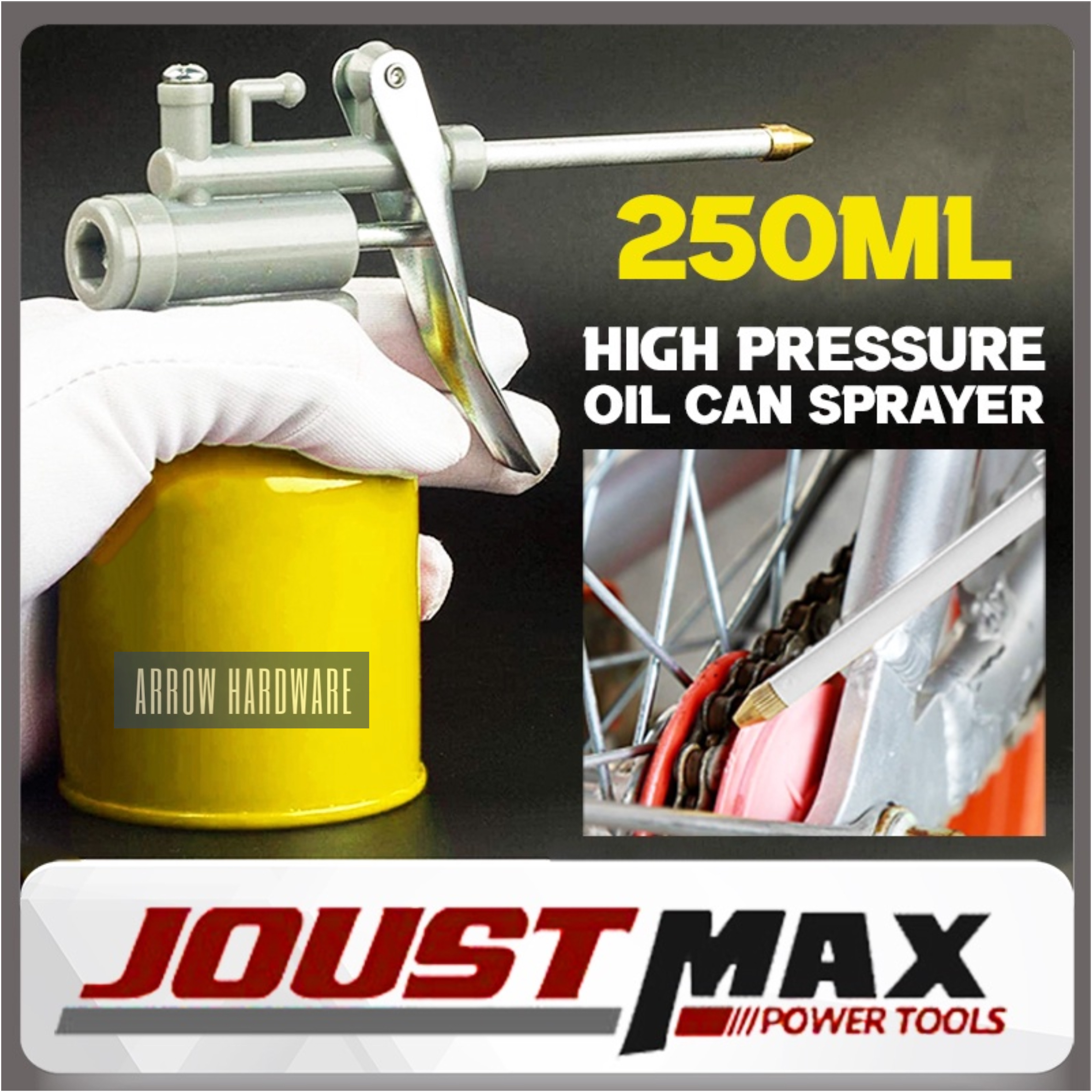 250ml High Pressure Metal Hand Pump Oil Can Sprayer Oil Lubricant Spray