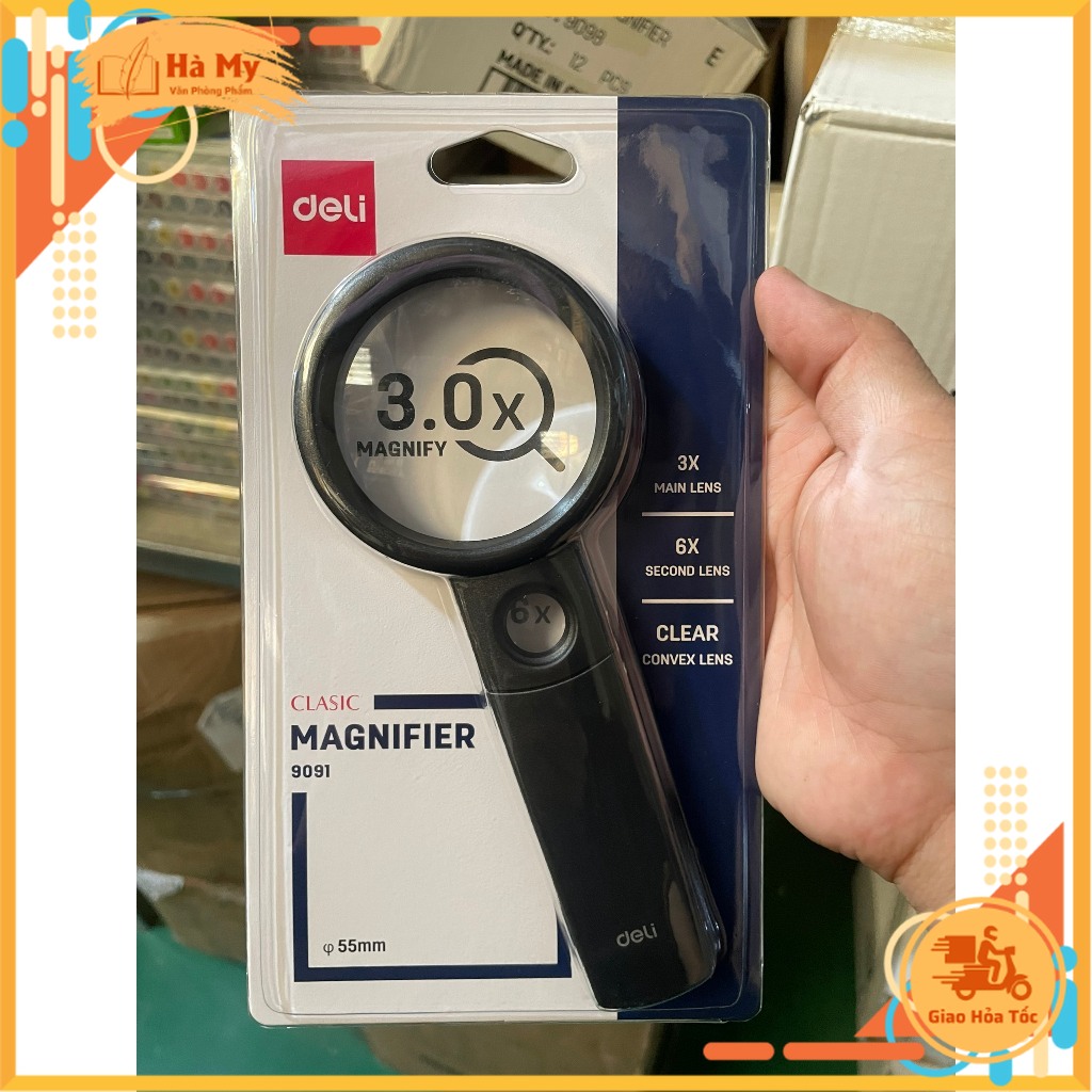 Kính Lúp Deli Đa Chức Năng, Dụng Cụ Phóng To Chữ Đọc Tài Liệu Giấy Tờ Báo Tạp Chí Nhỏ Gọn Tiện Lợi