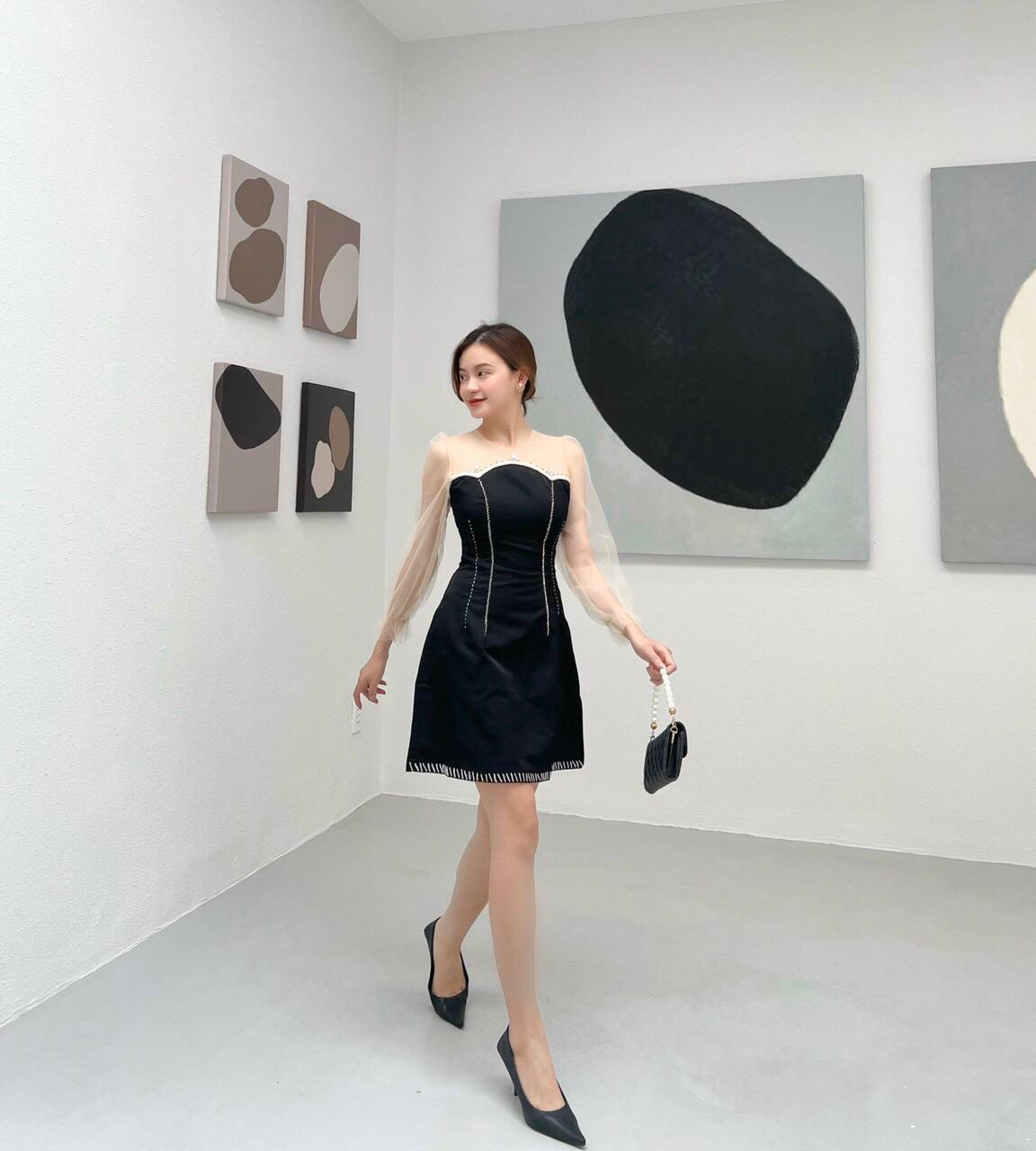 LIKEHER - ĐẦM XÒE TK937 PHỐI LƯỚI