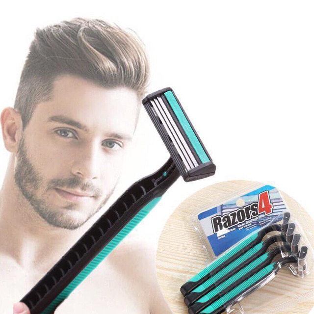 Combo 4 Dao Cạo Râu Razors Loại 3 Lưỡi Siêu Bền LƯỠI DAO SẮC BÉN, THIẾT KẾ THÔNG MINH, NHỎ GỌN  giá rẻ