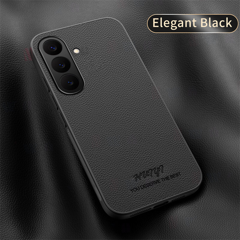 lthmy for Samsung Galaxy S26 Phone Case Luxury Leather Back Cover Matte Soft Edge Shockproof casing