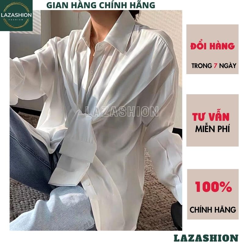 Áo sơ mi nữ buộc nơ cổ -áo sơ mi nhiều mầu kiểu dáng hàn quốc ,áo kiểu nữ lụa , áo công sở form rộng -LAZASHION
