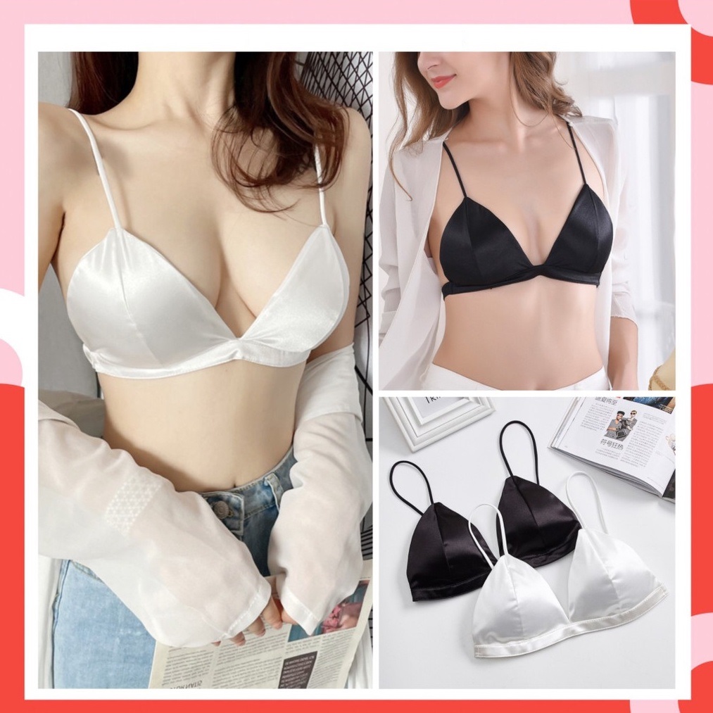 Áo Bra Satin Bóng Trơn Dây Mảnh