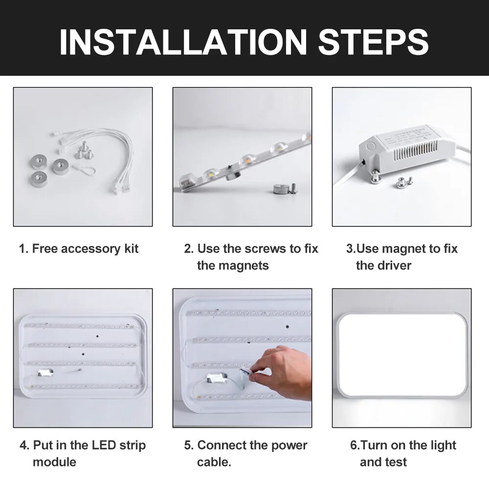 Led Module 220V Bar Led Ceiling Light Replacement Module 60W 64W 80W 96W 100W Led Panel Board Dimmable For Ceiling Square Lamp