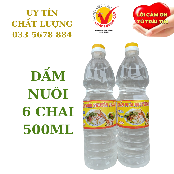 Chai 500ml - combo 6 chai - Giấm (dấm) nuôi LONG PHỤNG