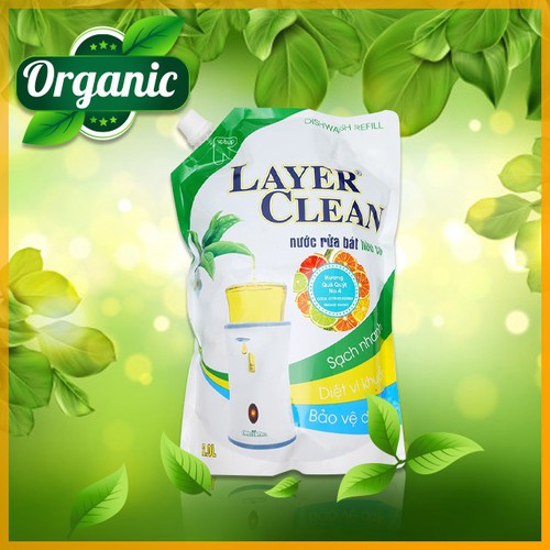 Nước rửa chén hữu cơ Layer Clean túi 2 Lít