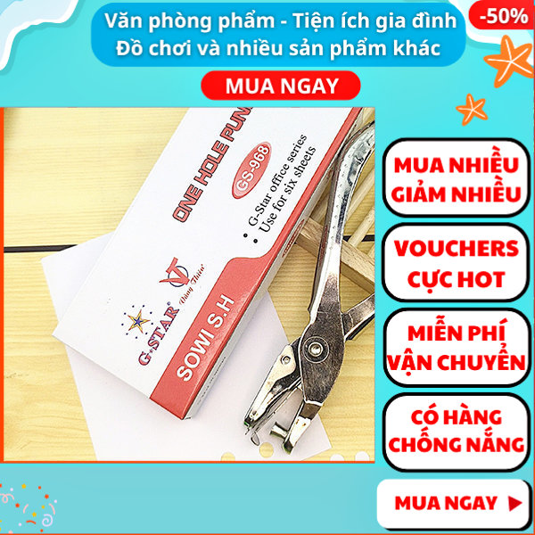 Dụng cụ bấm lỗ giấy 10mm Dụng cụ đục lỗ giấy GS968 Gstar, kiềm đục lỗ giấy đơn chất lượng cao, kẹp đục lỗ cho giấy nhỏ gọn, đục lỗ giấy bằng kim loại giá rẻ, kìm bấm lỗ giấy đơn thủ công - Aplusmart