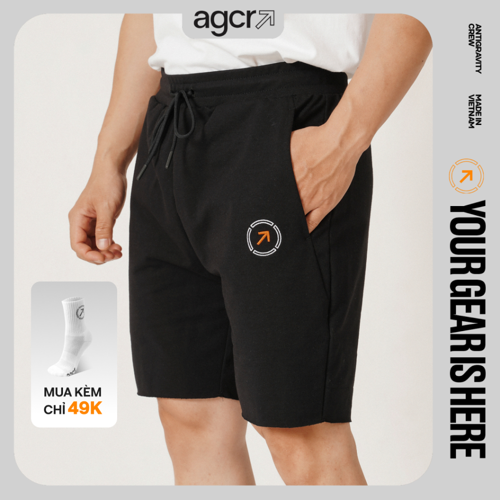 Tsaeatse quần đùi thể thao nam agcr quần shorts dây rút cotton thoáng khí ngang gối essential shorts 02 tetaeates
