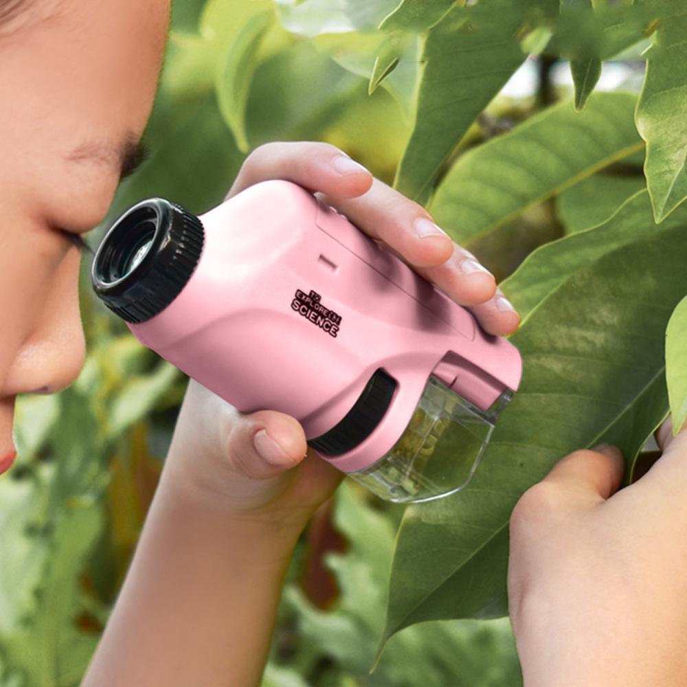 Mini Pocket Microscope Kit 60X-120X Handheld Microscope with LED Light for Kids