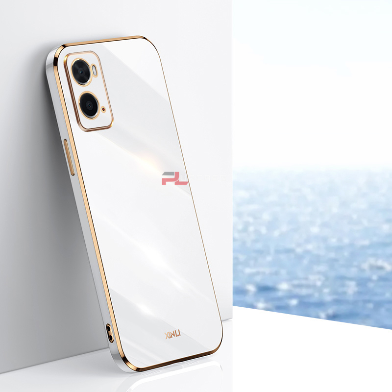 PlusCase for OPPO A76 A96 6D Plating Soft Case Lens Protector Square Frame Silicone Glossy Shockproof Phone Back Cover
