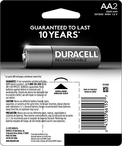 Duracell Rechargeable AA Batteries, 4 Count Pack, Double A Battery for  Long-lasting Power, All-Purpose Pre-Charged Battery for Household and  Business