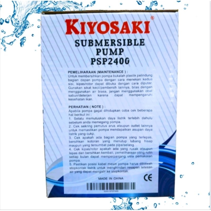 POMPA KOLAM SUBMERSIBLE PUMP KIYOSAKI PSP 3200 Model Termos