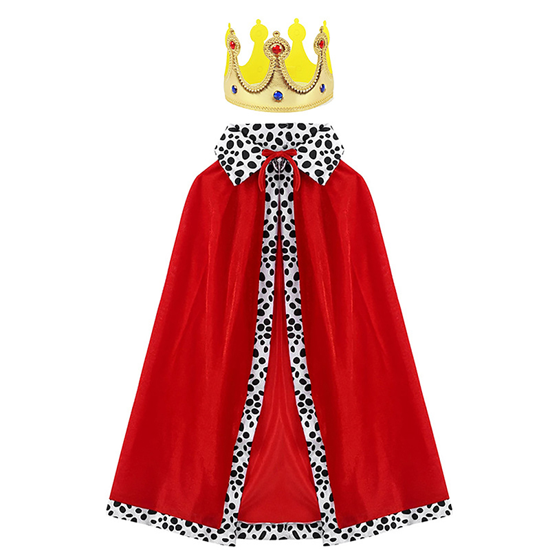 Kids King Emperor Halloween Costume Red Cloak King Prince Robe Crown ...