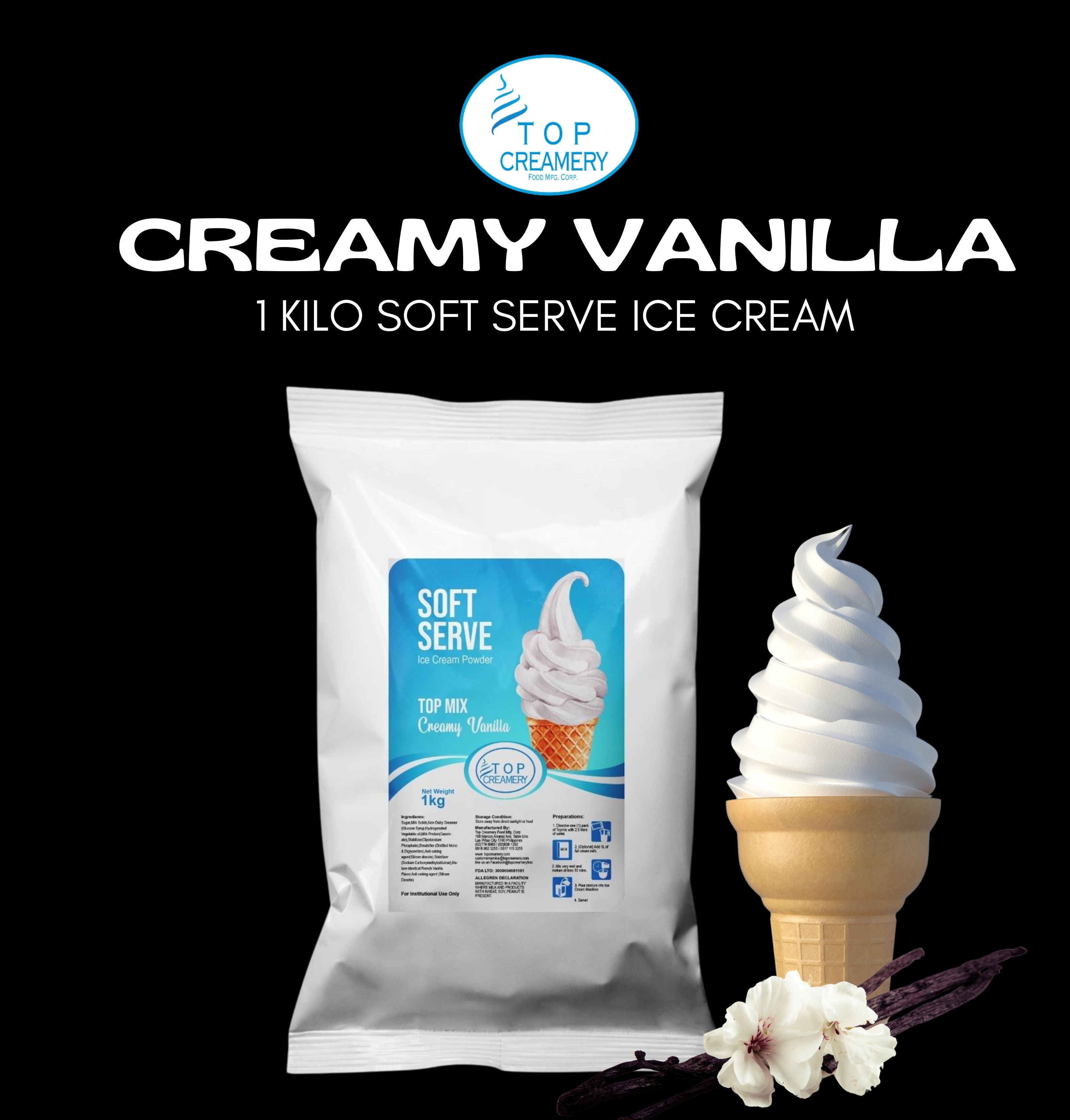 TopCreamery Creamy Vanilla Topmix Soft Serve Powder (1kg) Lazada PH