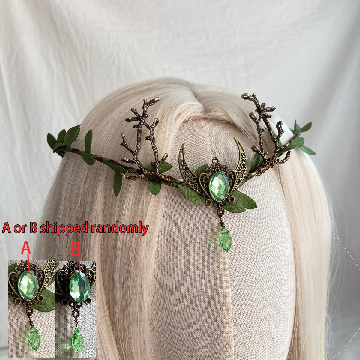 Handmade Enchanted Forest Of Leaves Moon Woodland Tiara Elf Elven Headpiece Fairy Crown Elvish Tiara With Branches Moon Dragon