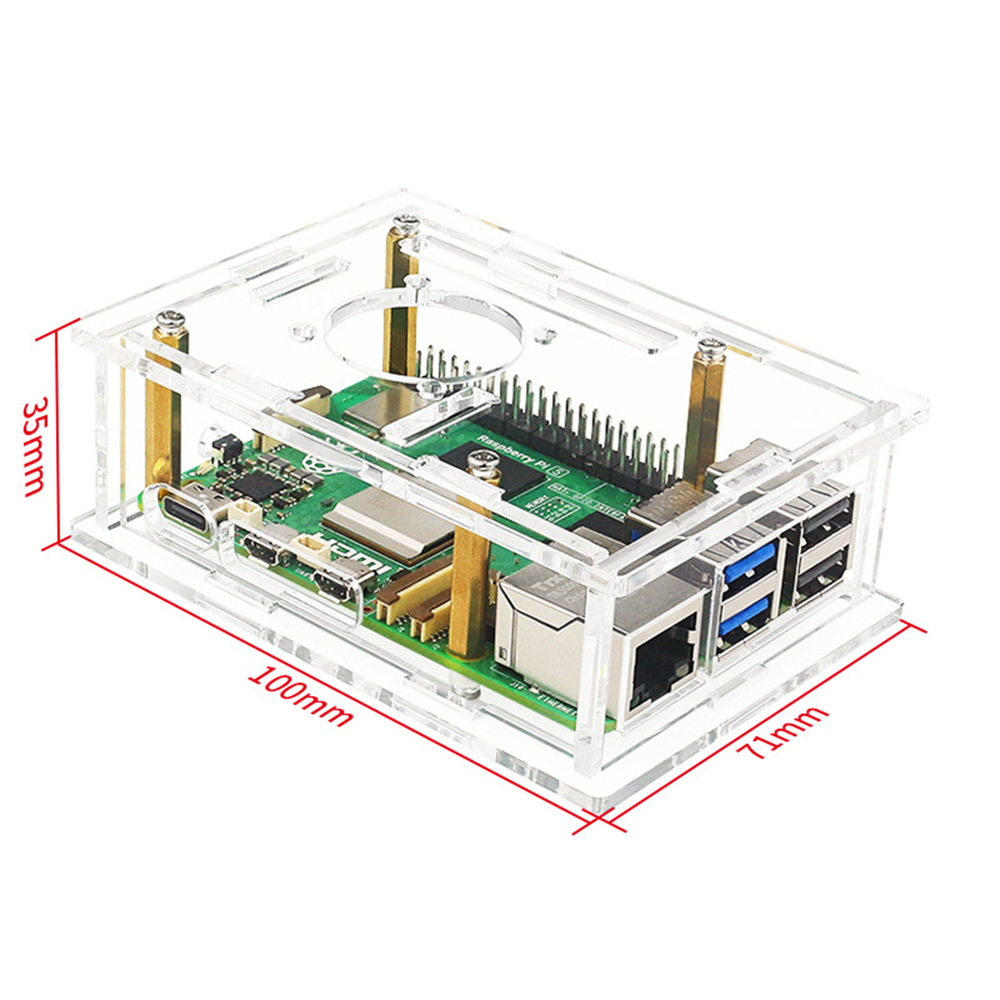 Vỏ acrylic bảo vệ cho Raspberry Pi 5 Bo mạch chủ với quạt tản nhiệt cho nhiệt độ thấp hơn