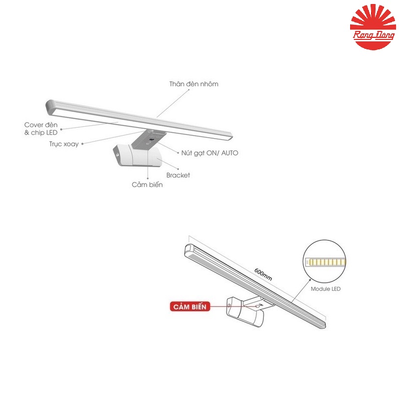 Đèn led chiếu gương cảm biến Rạng Đông 8w
