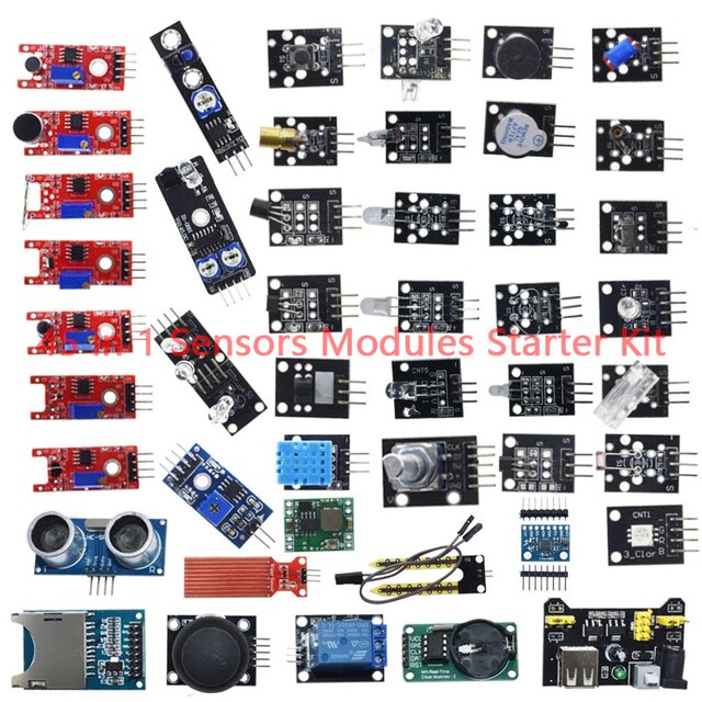 For arduino 45 in 1 sensors modules starter kit better than 37in1 sensor kit 37 in 1 sensor kit uno r3 mega2560 laboratory