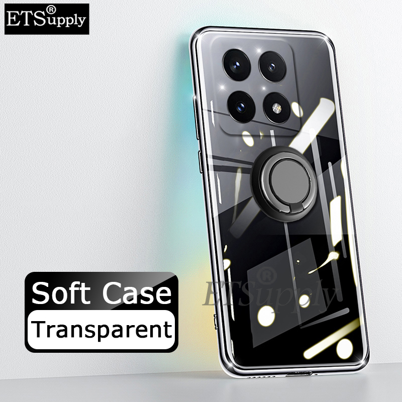 Phone case For Xiaomi 14T Soft Clear Transparent Car Adsorb Ultrathin Holder Ring Back cover Xiaomi 14T Pro.