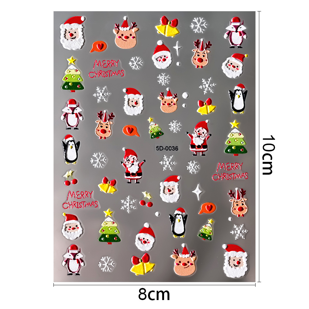 Sticker Nail 5D Lụa Nổi | Giáng Sinh Noel 2024 | Hình Dán Móng Tay