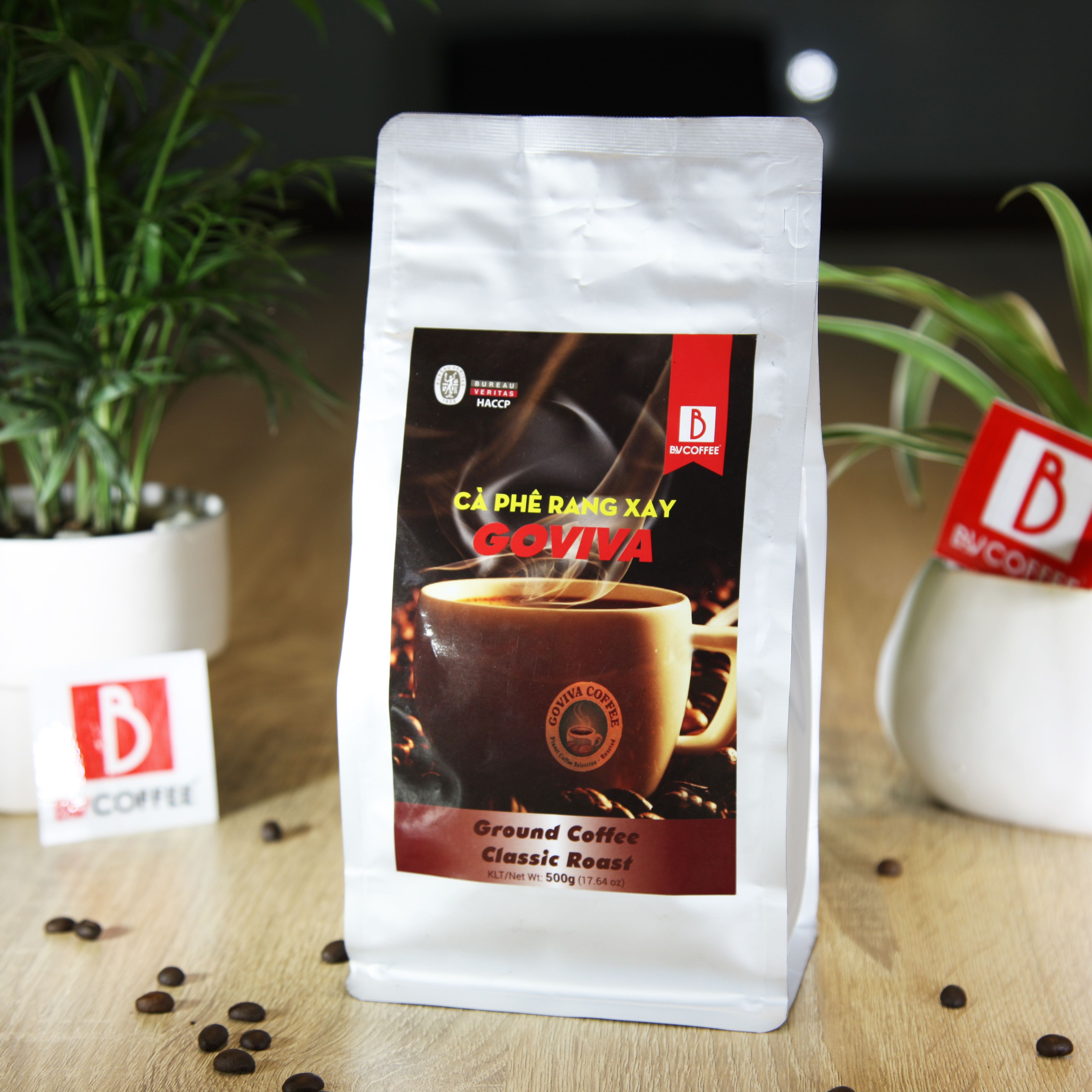 Cà Phê Rang Xay GOVIVA Ground Coffee Classic Roast 500gr (17,46 oz) B&V COFFEE