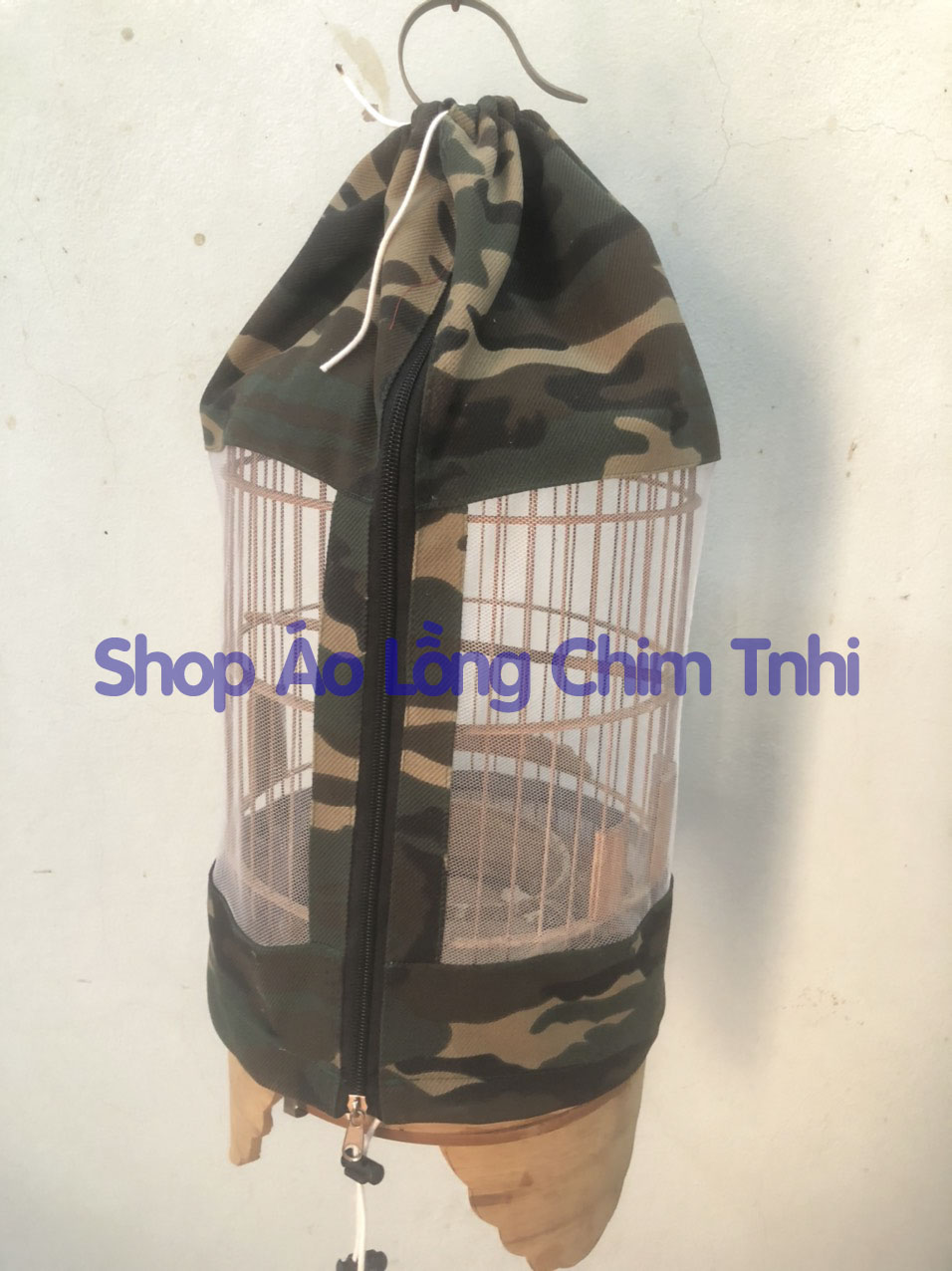 Áo lồng chim khuyên lưới rằn ri kaki