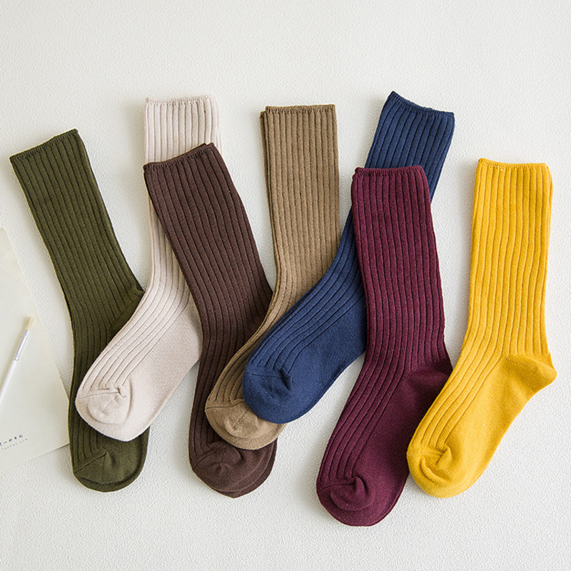 Wenefang%20Fashion%201pair%20Women%20Cotton%20Loose%20Socks%20Knitting%20Solid%20Color%20Black%20Pink%20Student%20Girls%20Stockings%20Elegant%20Retro%20Long%20Socks%20Breathable%20-%20Image%202