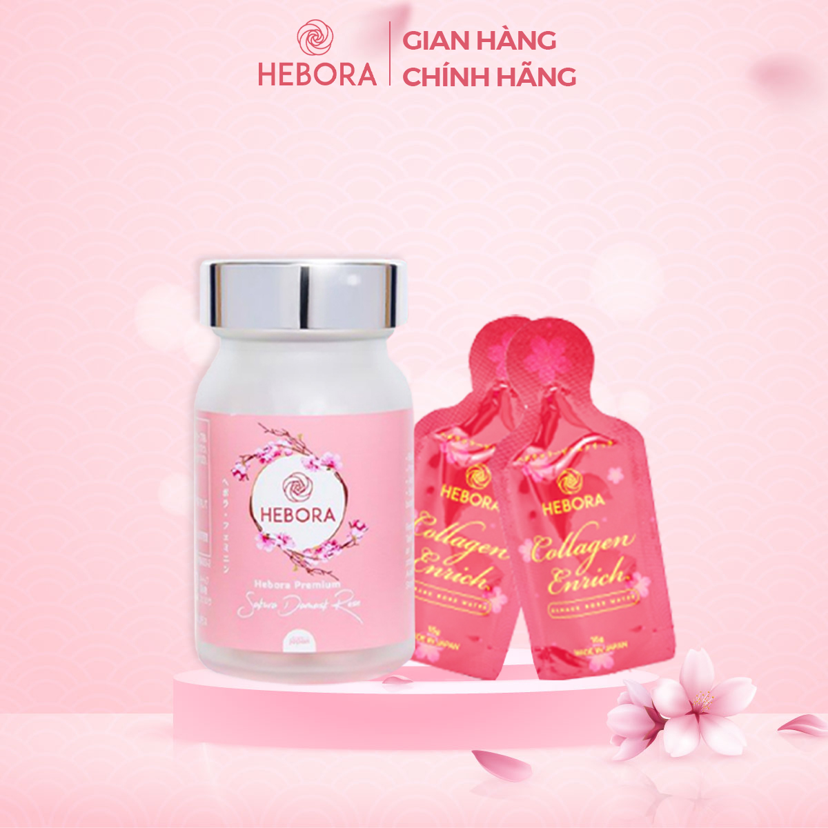 Combo Hebora Collagen Enrich và viên uống tỏa hương Hebora Premium Sakura chính hãng thumbnail