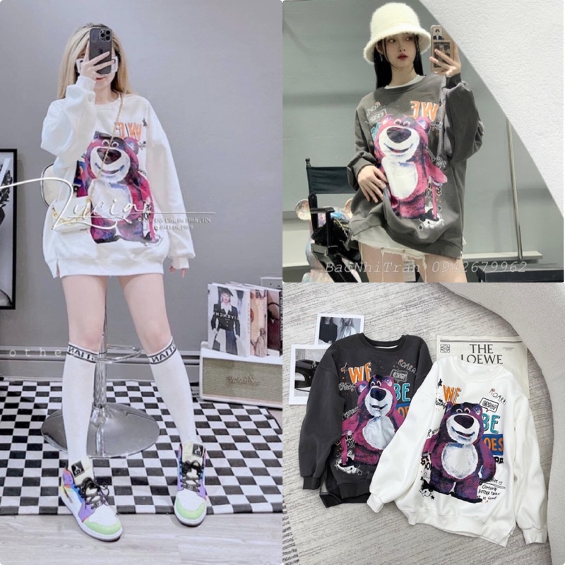 Áo Nỉ Sweater Gấu Hồng Siêu Xinh