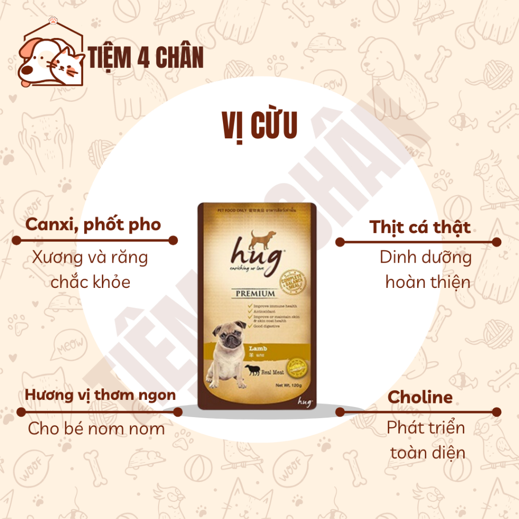 (120g) Thức ăn ướt Pate Hug cho chó các vị