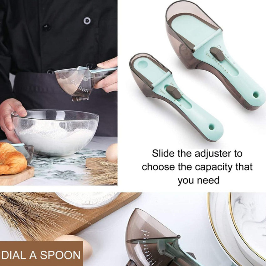 Adjustable Graduated Measuring Cup Kitchen Tool Plastic Spoon Measuring Cup For Baking Cooking Coffee Sugar Salt