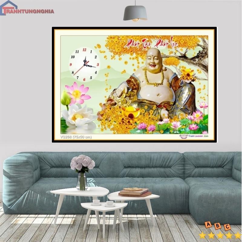 Tranh đính đá phật di lạc 75cm x 50cm