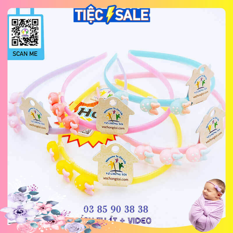 Cài tóc cho bé gái nhựa dẻo trong, bờm tóc trẻ em cao cấp chuột Minnie - thương hiệu Vợ Chồng Tôi