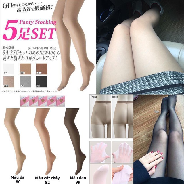 [HN] Quần Tất Panty Stocking Set 5 Chiếc Dai Mỏng Thật Chân set 5 đôi