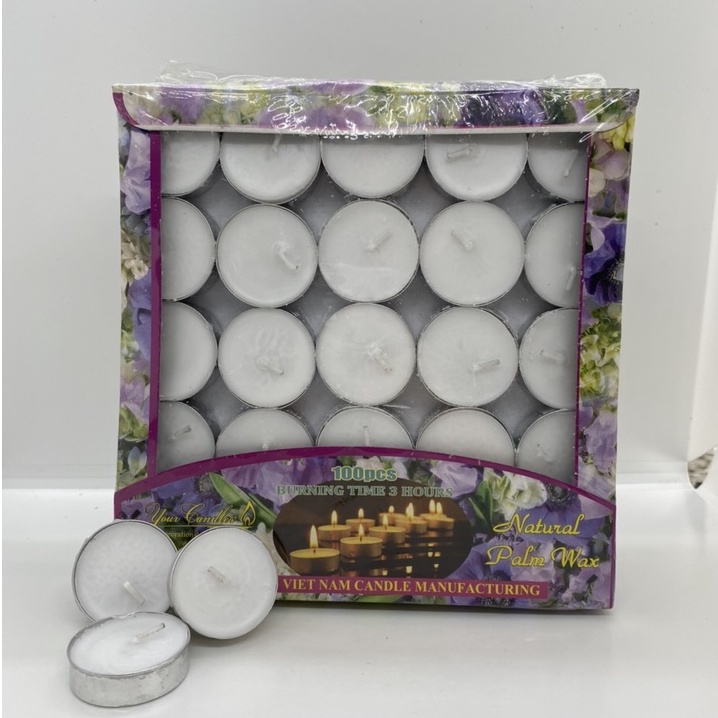 nến bơ sạch tealight 100 viên cháy 2h