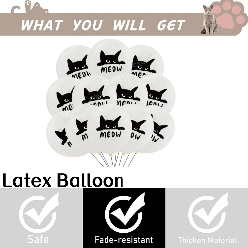 Poppies Muoe Cat Birthday Decorations Balloons Kitten Theme Paper Tableware Plate Banner Garland Baby Shower Kids Cat Birthday Party Supplies. 