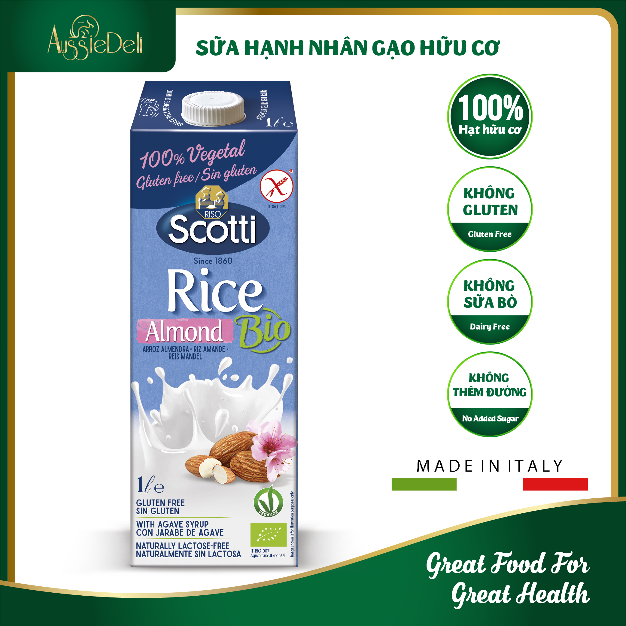 Sữa Hạnh Nhân Gạo Hữu Cơ -Rice Almond- hộp 1l, chất lượng đảm bảo an toàn đến sức khỏe người sử dụng, cam kết hàng đúng mô tả