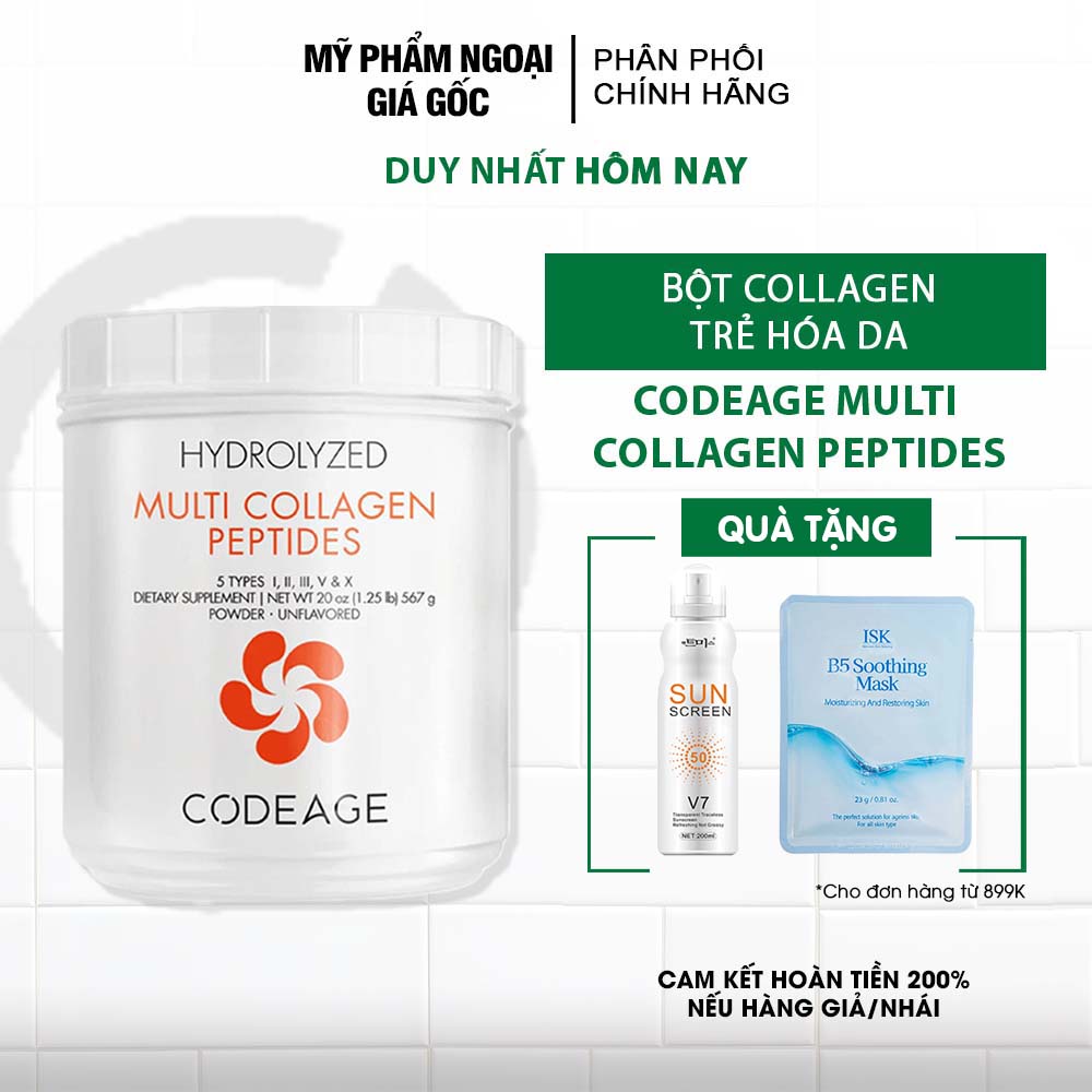 Bột collagen tổng hợp giúp trẻ hóa da Codeage Hydrolyzed Multi Collagen Peptides 567g