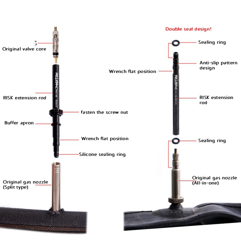 【Must-have】RISK French Mouth Extension Rod Road Tire Extension Nozzle ...