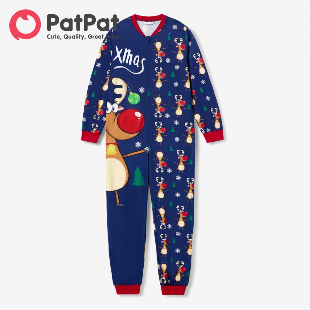 PatPat Christmas Family Pajamas Set with Medium Thickness and Opaque Polyester and Spandex Fabric