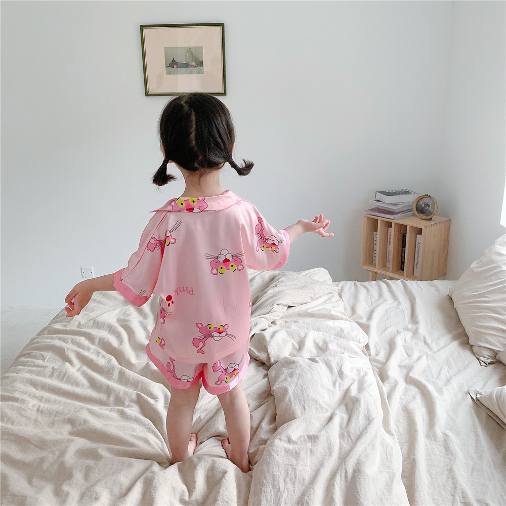 Bộ Pizama Lụa Hàn Cộc Tay Mềm Mịn Cho Bé Trai/Bé Gái