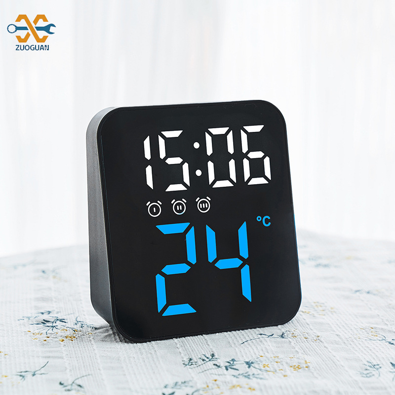 Electronic clock Creative temperature clock simple LED three sets of alarm clock porch wall clock multi-scene practical clock