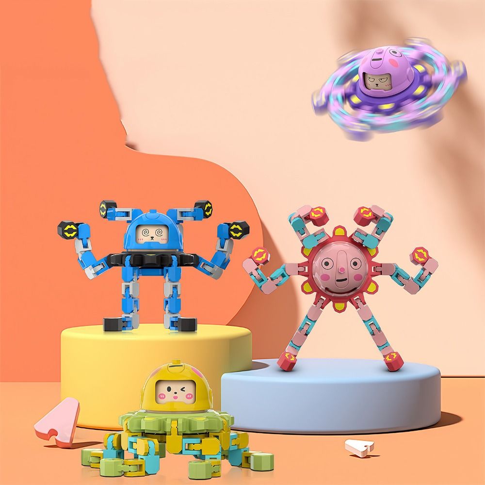 Transformable Gyroscope Fingertip Gyro Toys Plastics Mechanical Luminous Gyroscope Robot No ...