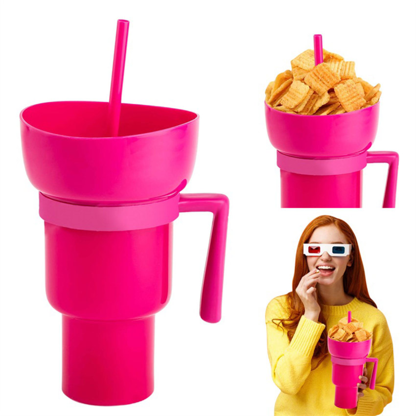 Snack And Drink Cup Snack Bowl Drink Cup 2 In 1 For Adults Splash Proof