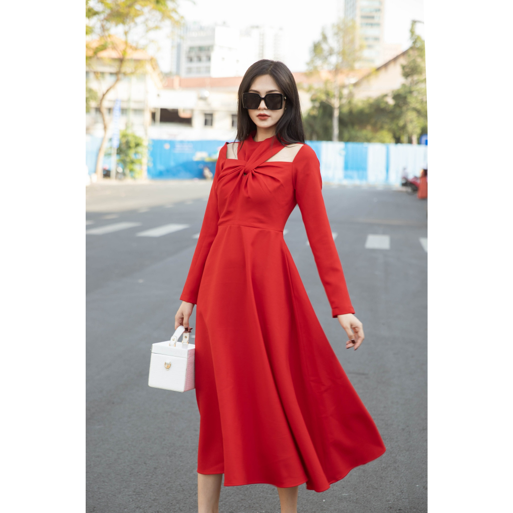 [30.10 - Nhập FALAZLIVE02 giảm 200K] Đầm đỏ xoắn ngực NGADO