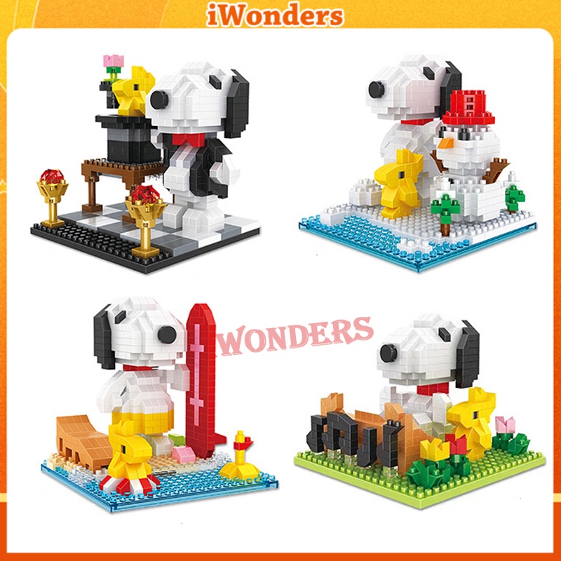 Nano Blocks Surf Scene Snoopy Skateboard Snoopy Cartoon Building