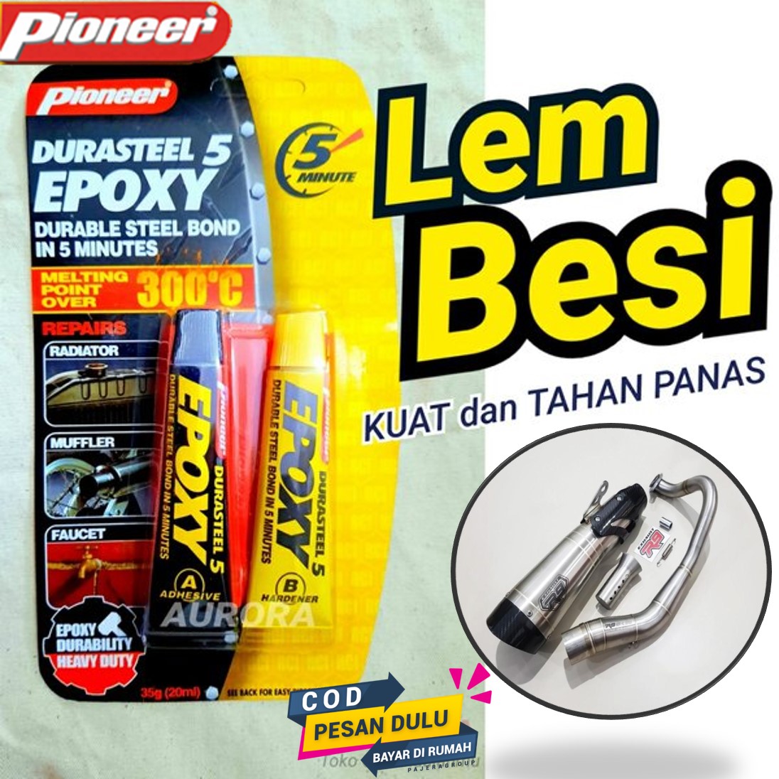[COD] Lem Durasteel Pioneer Epoxy 35gr / / Lem Knalpot Lem Radiator Lem ...