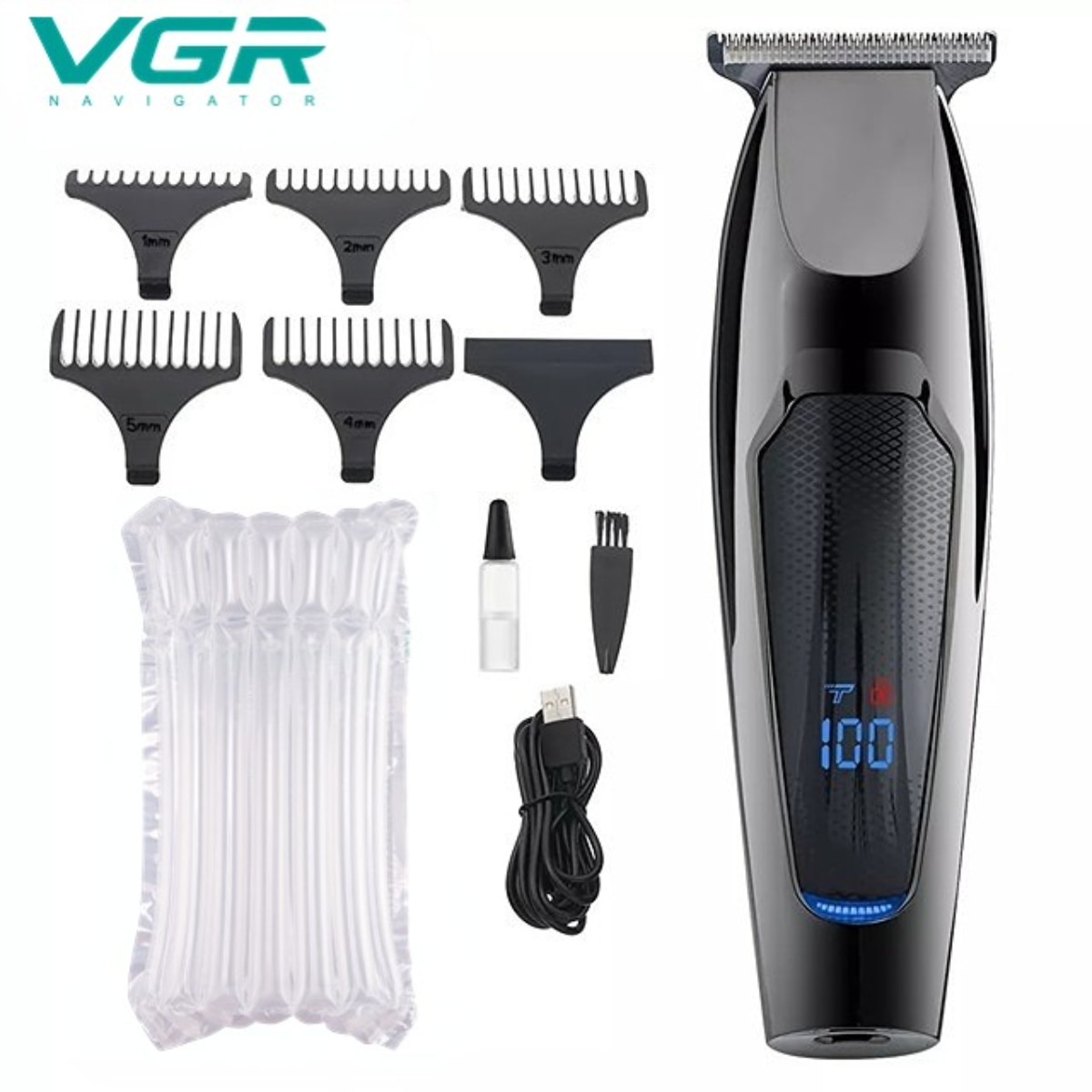 VGR Hair Clipper Professional Hair Trimmer LED Display Hair Cutting Machine Electric Cordless Mini Hair Clipper For Men V-070